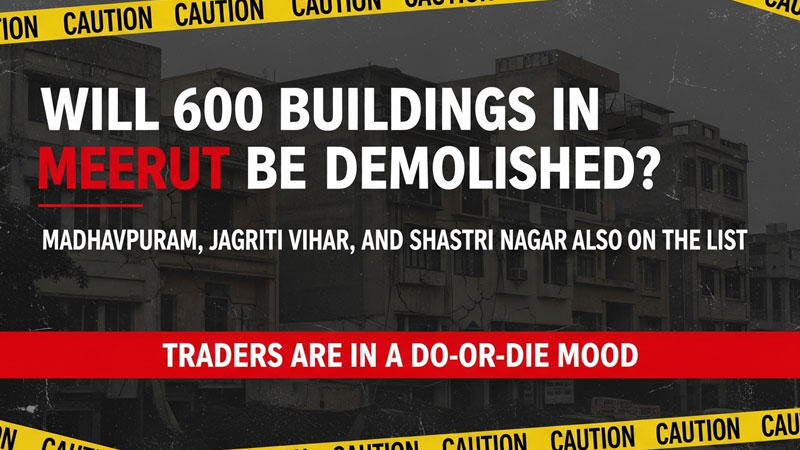 मेरठ में डिमोलिशन ड्राइव: क्या मेरठ में 600 इमारतें गिराई जाएँगी? माधवपुरम, जागृति विहार और शास्त्री नगर इस सूची में। व्यापारी आर-पार के मूड।