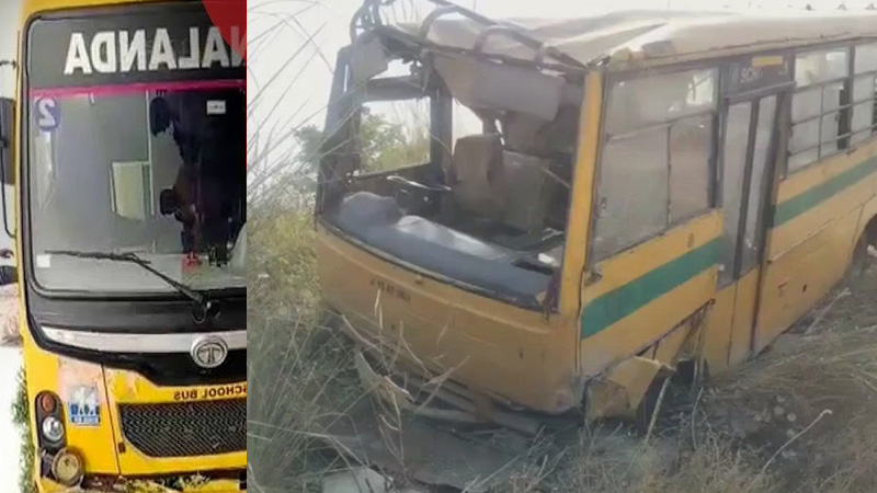 मेरठ में 30 बच्चों से भरी बस पलटी, आठ साल पहले खत्म हो चुकी थी फिटनेस