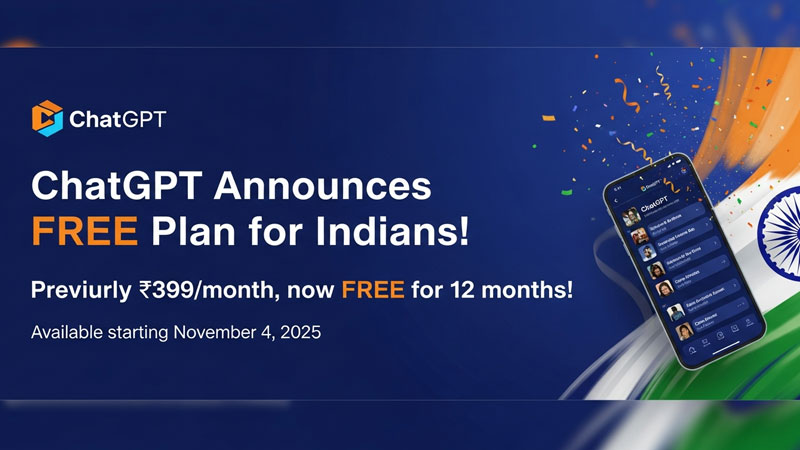 OpenAI ChatGPT Go फ्री प्लान इंडिया: अब एक साल तक मुफ्त मिलेगा ChatGPT Go