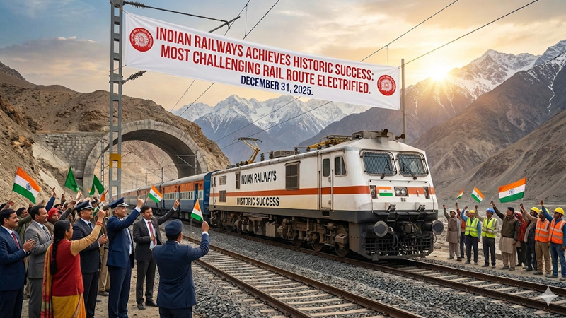 भारतीय रेलवे विद्युतीकरण की ऐतिहासिक सफलता, सबसे कठिन रेल रूट हुआ विद्युतीकृत