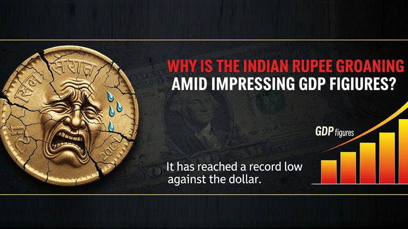 GDP के शानदार आंकड़ों के बीच भारतीय रुपया डॉलर के मुकाबले रिकॉर्ड निचले स्तर पर पहुँचा