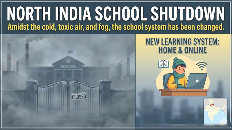 North India School Shutdown: सर्दी, जहरीली हवा और कोहरे के बीच बदला स्कूलों का सिस्टम