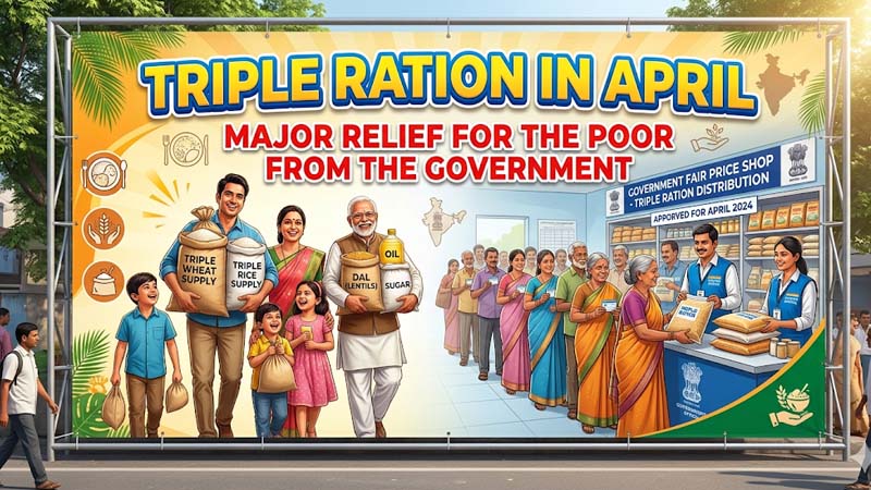 अप्रैल में तीन गुना राशन