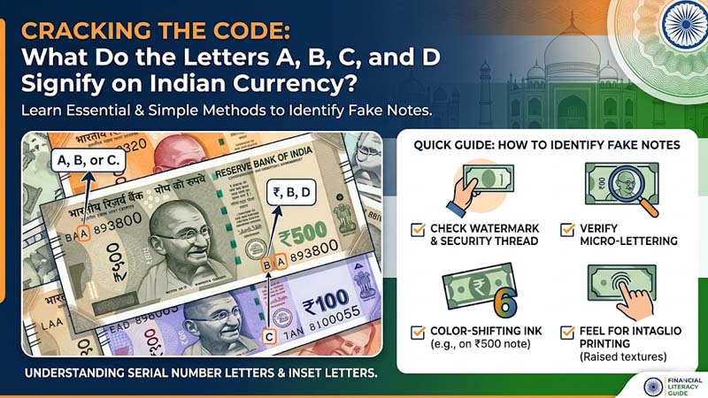 भारतीय करेंसी नोट पर A B C D